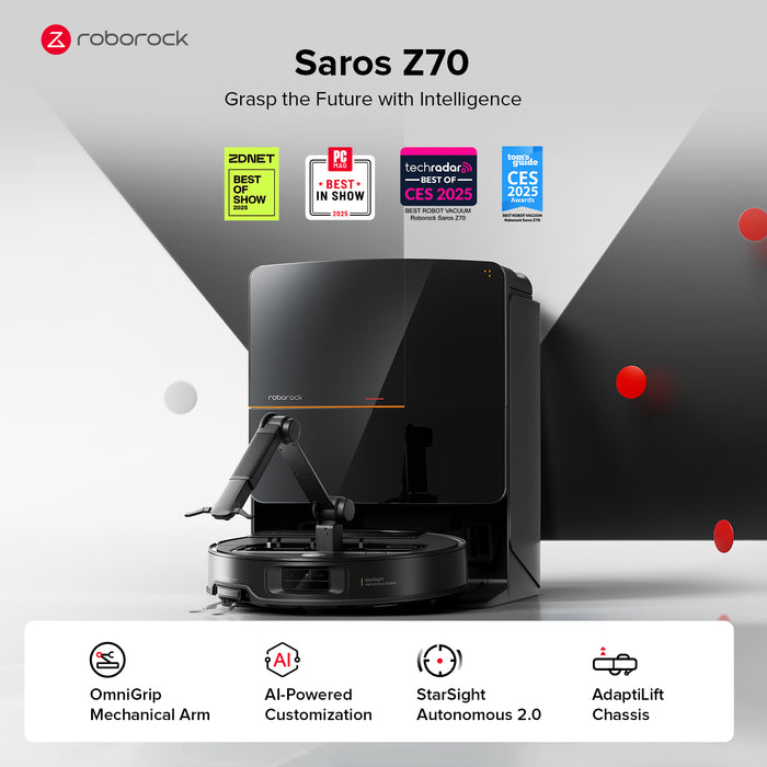 robotický vysavač roborock saros z70 s mechanickým ramenem omnigrip